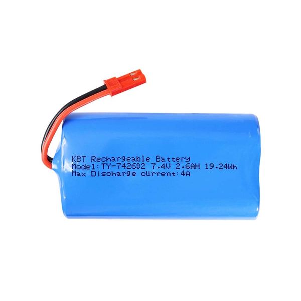 KBT 7.4V 2600mAh Li-ion Rechargeable Battery Pack, Red JST-2P Plug Lithium-ion Batteries for Electronics Products, Toys, Lighting, Bluetooth Equipment Fit for RC Helicopter Car Truck & RC Boats