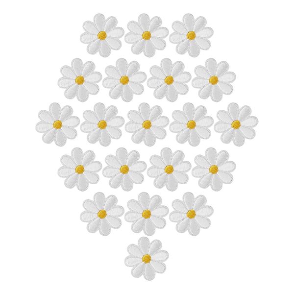 20pcs Daisy Flower Patch,Daisy Flower Embroidered Patches,Sew On Patches Daisy Flower Applique Patches Iron On Sewing On Flower Patches for Embroidery Repair DIY Crafts,T-Shirt Pants Bags Hat Jeans