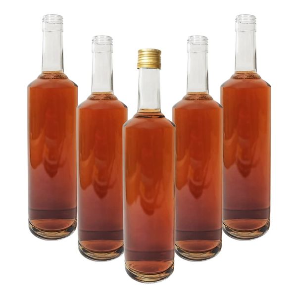 DIAH DO IT AT HOME Set of 5 750 ml (0.75L) Glass Bottle LINA 750ml + Screw Caps for Filling it Yourself Gin Bottles Schnapps Liqueur Wine