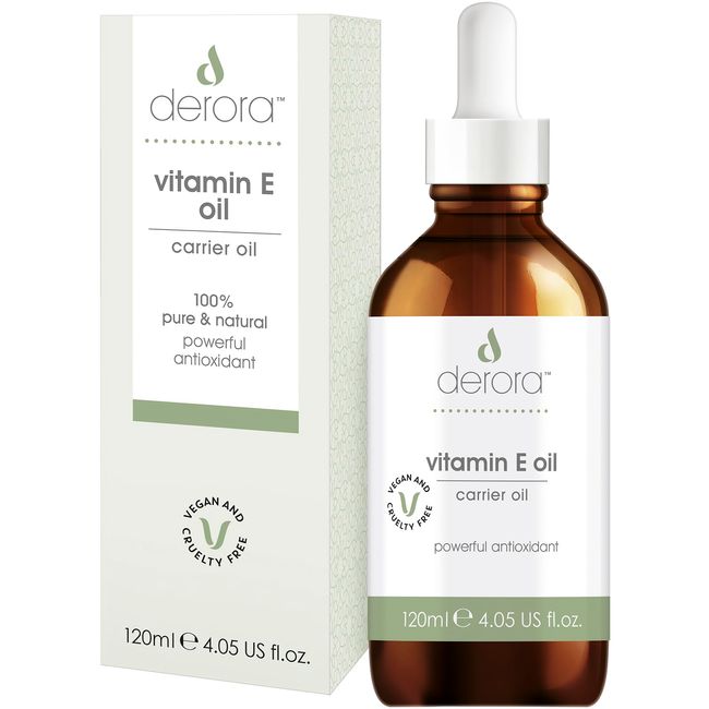 Derora Vitamin E-Öl, Pflegt Haut, Haare und Nägel, 100% rein, Natürlich, 30.000 IE, Leistungsstarkes Antioxidans, Für alle Hauttypen, Vegan & Tierversuchsfrei (120ml) (30 ml (1er Pack)