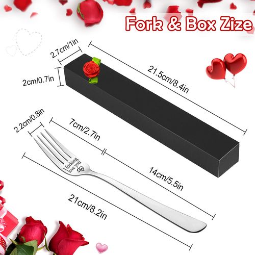 Yueshop Stainless Steel Engraved Fork,Personalized Letter Dinner Fork-I Forking Love You,Unique Carving Fork with Luxury Box Best Gifts for Christmas Valentine's Day Gifts for Boyfriend, Girlfriend