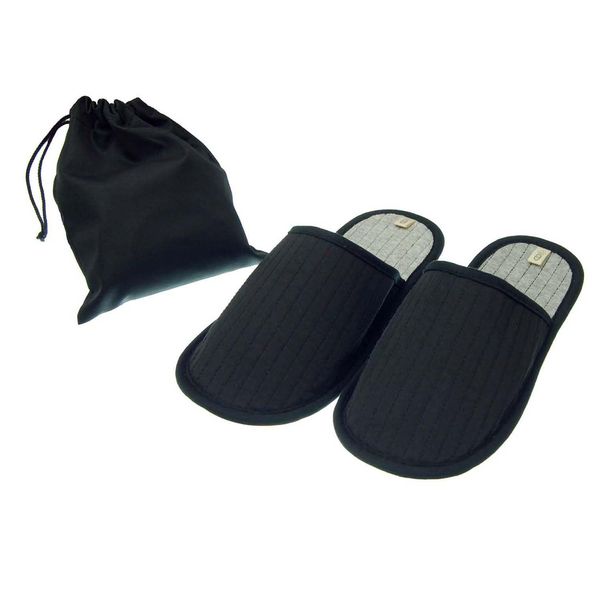 006023 Nippon Slippers, Slippers, Portable, Easy Slippers, Packable, 10.4 - 11.0 inches (26.5 - 28 cm), Black, Compact Storage, Washable, Lightweight