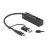 Delock 3 Port USB 3.2 Gen 1 Hub + SD and Micro SD Card Reader