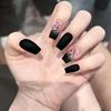 Kabwea 24 Piece Summer Press on Nails, Pink Black Gradient Square Stick on Nails