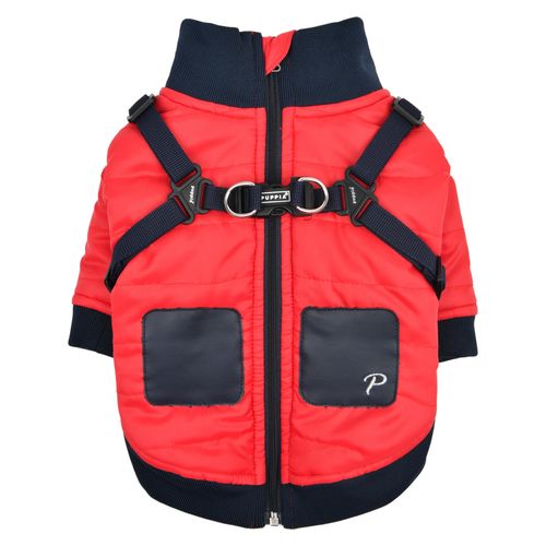 Puppia Stratus Dog Jumper Winter Season Intrgrated Harness for Small and Medium Dogs, RED, Large