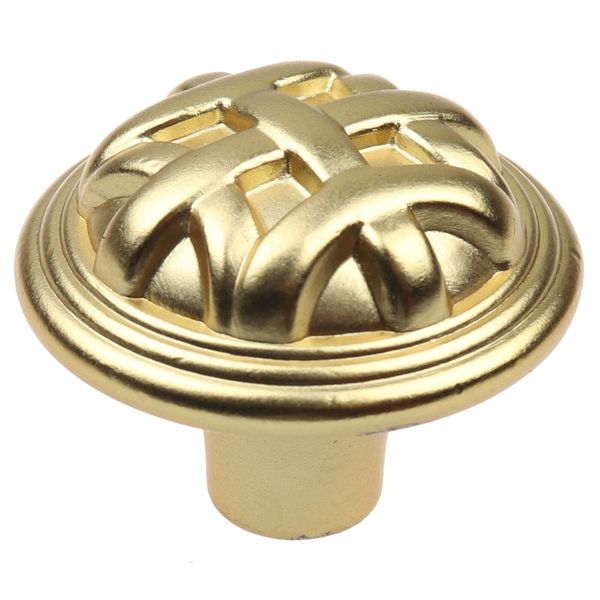 GlideRite 1-1/4-inch Gold Round Braided Cabinet Knobs Brass Gold