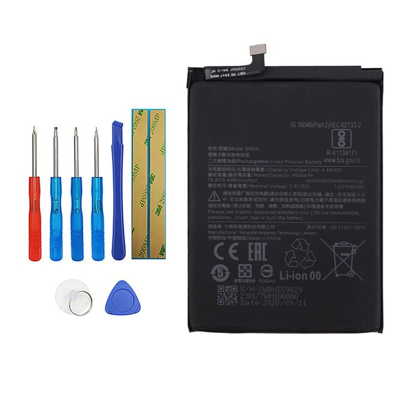 Vvsialeek BN55 Replacement Battery Compatible with MI redmi Note 9S M2003J6A1G with Tools