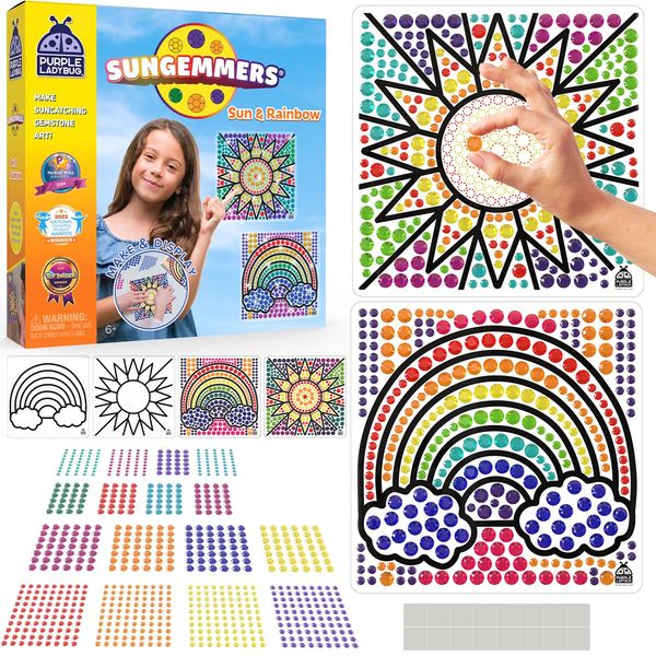 SUNGEMMERS Suncatcher Diamond Art Craft Kits for Kids - Great 5 Year Old Girls Gifts - No Mess Window Arts and Crafts for Kids Age 10 9 8 6, & Creative Birthday Presents for 7 Year Old Girls