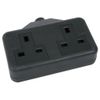 Mercury Black Rubber 2 Gang Trailing Socket, 1-Pack