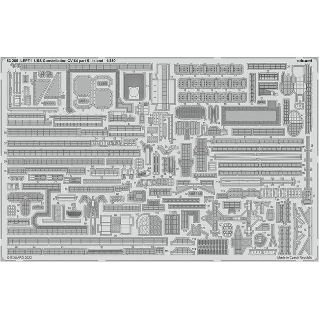 Eduard 1/350 US Navy Aircraft Carrier CV-64 Constellation Etched Part 5 Bridge (for Trumpetter) Plastic Model EDU53285