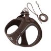Small Combination Dog Harness and Leash, Beige, Adjustable (Brown, L)