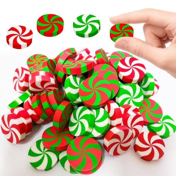 100 Pcs Christmas Erasers,Christmas Pencil Erasers Bulk for Kids Candy Cane Eraser for Holiday School Party Favors Gift Stocking Stuffers Classrooms Student Rewards Prizes Teacher Supplies