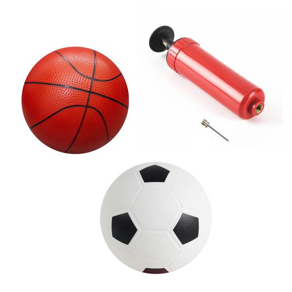 SPDTECH Sports Balls with Hand Pump for Kids and Toddlers - (Pack of 2) 6-Inch Diameter Rubber Sport Ball Set Includes Soccer Ball, Basketball for Fun Outdoors and Backyard