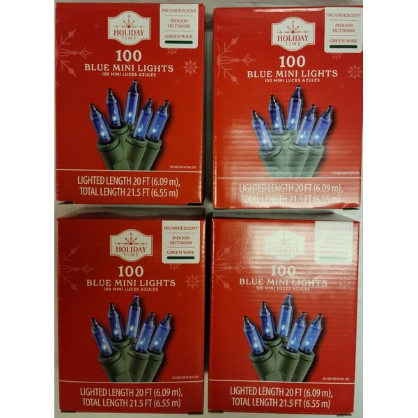 4 Box Holiday Time 100ct Mini Blue String Light 20ft Green Cord Christmas Easter