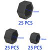 75 PCS M6 M8 M10 Black Plastic Hex Nut Protection Caps Bolt Covers