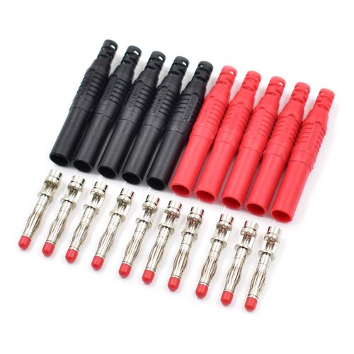 10Pcs Insulated Safety Straight Seal Protection Shrouded 4mm Banana Plugs Solder DIY Banana Plug Connectors for Multimeter Test Leads Ends Probes Adapters