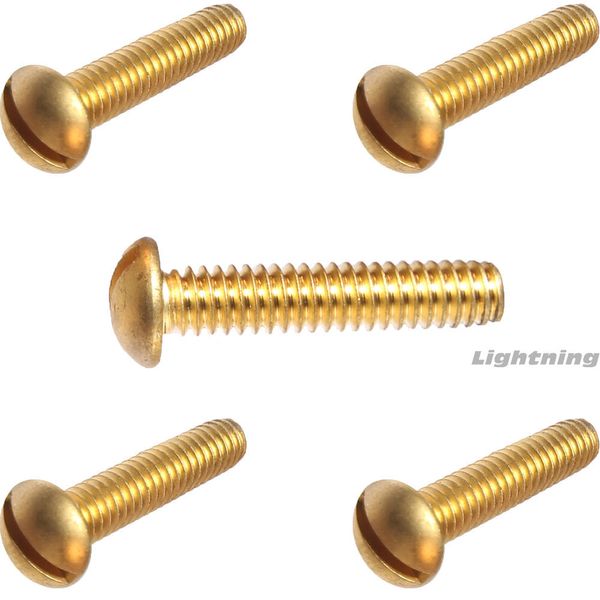 1/4-20 x 3" Round Head Machine Screws Solid Brass Slotted Drive Qty 50