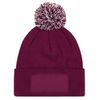 Beechfield Snowstar Patch Beanie - Ribbed Cuff - Heather Grey/Black