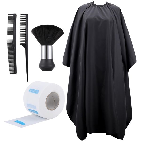 Segbeauty Barber Capes for Hairstylist, 55 x 63in Professional Hair Capes with Neck Adjustable, Black Shampoo Cape with Neck Straps Neck Duster Brush, Salon Capes for Hair Cutting, Hairdresser Cape