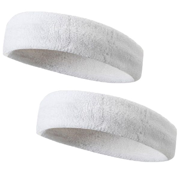 2 Packung Stirnband,Sport Stirnband,schweißband stirn,Stirnband Herren Damen,Baumwolle Kopfband,Stirnband Sommer,Sport Haarband,Schweißabsorbierendes Stirnband für Sport(Weiß)