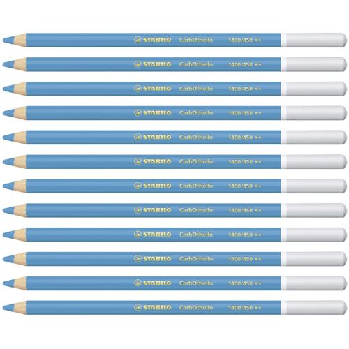 Chalk-Pastel Pencil - STABILO CarbOthello - Pack of 12 - Cyan Blue