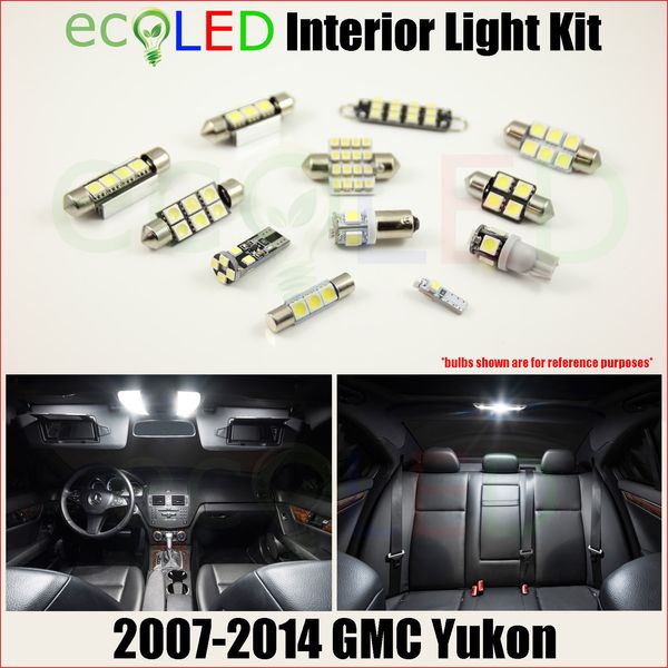 Fits 2007-2014 GMC Yukon WHITE LED Interior Light Package Replacement Kit 13 PCS