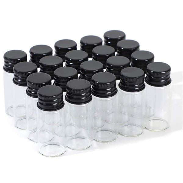 Chocople Glass Bottle, Mini Bottle, Small Bottle, Storage, Container, Storage, Divided (10ml, Black)
