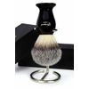 Syntactic (Badger Looking) Hair Shaving Brush with Black Handle/Base and Shaving Brush Stand/Holder. Perfect for Good Shave Gifts for Brothers