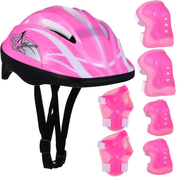 CLISPEED Kids Helmet Adjustable with Sports Gear Set Knee Elbow Pads Wrist Guards Toddler Helmet for 3-8 Years Old Boys Girls Cycling Skateboard Roller Skating Scooter