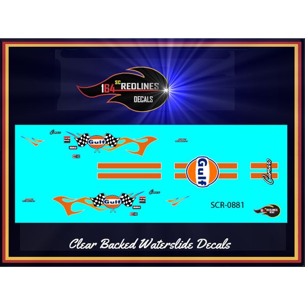 1/64 '67 Camaro "Gulf Flames" CUSTOM Decal SCR-0881