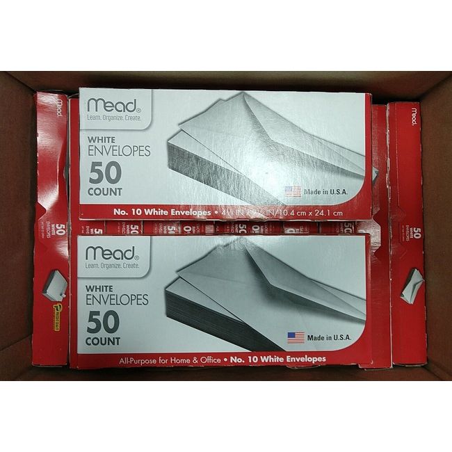 13 Boxes: Mead Plain Business Size Envelopes 50 ct. ea. #10 4.13" X 9.50"  - 14B