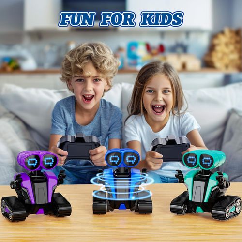 MindPal Robot Toys for Boys Girls with Auto-Demonstration Robots for Kids Remote Control Kids Robot Rechargeable Emo Robot with LED Eyes Smart Robot Age 3 Years and Up Purple