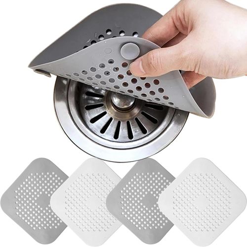 LIKENNY Drain Lid Drain Cover Hair Catcher Set of 2 Preventing Congestion Trash Stopper Drain Net for Bathroom, Bathtub, Kitchen, Shallow Drain (White + Gray)