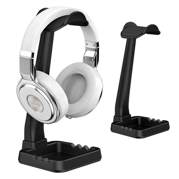 TATEGUARD Universal Kopfhörerständer Aufhänger mit Handyhalter für Sony Bose Shure Jabra JBL AKG Gaming-Headset und Headset Montieren Aufhänger Zubehör für Schreibtisch Organisation Display Schwarz