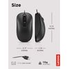 Lenovo 100 Wired USB Computer Mouse for PC, Laptop, Computer with Windows - Full Size - Ambidextrous Design - 3 Buttons - Red Optical Sensor - Black