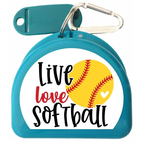 Softball Mouthguard Case with Carabiner & ID Tag (Aqua)