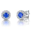 JOOLS Small Silver & Amethyst CZ Stud With Clear CZ "Halo" Surround