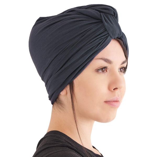 CHARM Womens Turban Headband & Headcover - Winter Bandana Head Wrap Chemo Hat Dark Grey