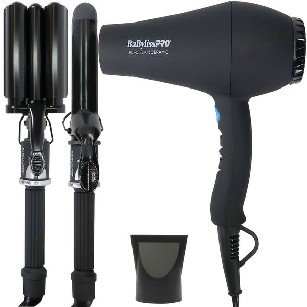 BaBylissPro Porcelain Ceramic Gift Box (Dryer, Waver, Curling Iron) Black