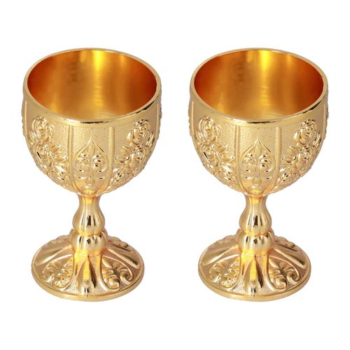 Yosoo Health Gear Vintage Chalice Goblet, Royal Wine Glasses, 2PCS 30ml Vintage Golden Chalice, Medieval Party Decorations Retro Ornaments for Traveling Decoration Home Collection