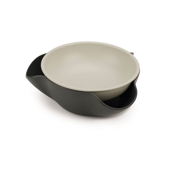 Joseph Joseph Double-Dish Serving Bowl with Food Waste Compartment- Grey