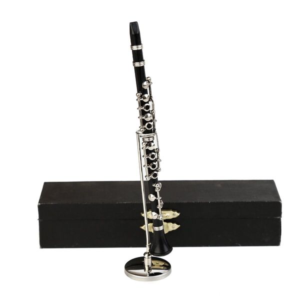 Dselvgvu Miniature Clarinet with Stand and Case Mini Musical Instrument Miniature Replica Dollhouse Model Mini Clarinet Home Ornament (6.25" Clarinet)