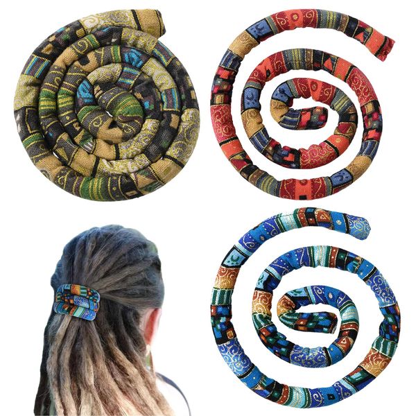 MMDOCO Spiral Lock Haarbinde Dreadlock, 3 Stück Spiral Lock Hair Tie Dreadlock, Zubehör Dreadlock Haargummi für Frauen und Männer, Dreadlocks Pferdeschwanz Halter für dickes lockiges Haar