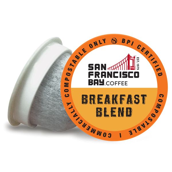 San Francisco Bay Compostable Coffee Pods - Breakfast Blend (12 Ct) K Cup Compatible including Keurig 2.0, Medium Roast