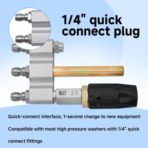 Jeogejin Adjustable M5 Twist Nozzle for Pressure Washer, 3 in 1 Adjustable Long Range Shooter Tip with 1/4" Quick Connect, 3-7 GPM Adjustable Shooter Tip M5 Twist Nozzle
