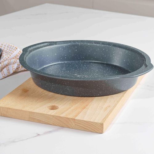 Russell Hobbs RH00995EU Nightfall Stone Cake Tin – Non-Stick Round Baking Tray with Handles, PFOA-Free Carbon Steel Bakeware, Easy Clean 10-Inch Cheesecake Pan, Straight Sided, Fixed Base, 26 cm, Blue