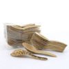 BambooMN 5.1" Premium Bamboo Leaf Chinese Soup Spoons, All Natural Disposable Compostable for Catering and Home Use, 100 Pieces