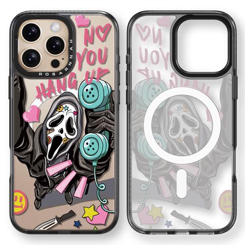 Rosarnnah Magnetic for iPhone 16 Pro Max Magsafe Case Cute - Durable Shockproof 6.6 ft Drop Impact Phone Case - Black Funny Scream Skeleton Halloween Horror Design for iPhone 16 Pro Max 6.9"