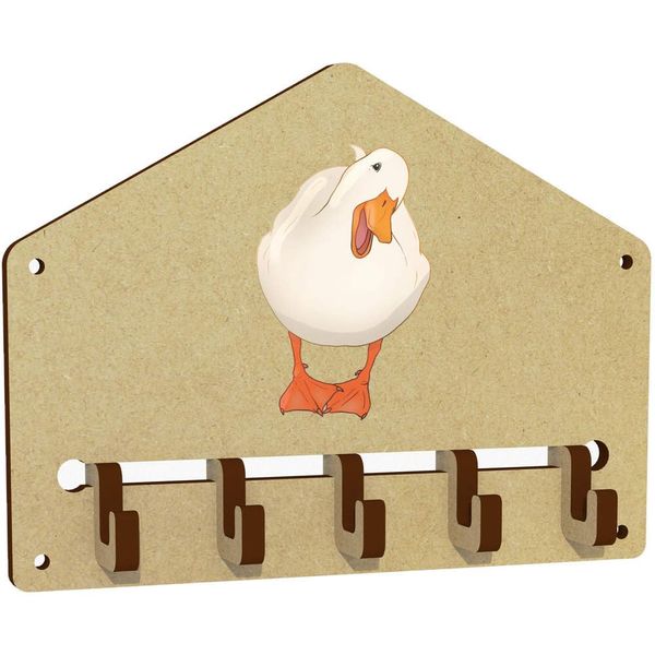 'Cheeky White Duck Looking Up' Wall Mounted Key Hooks/Holder (WH00092797)