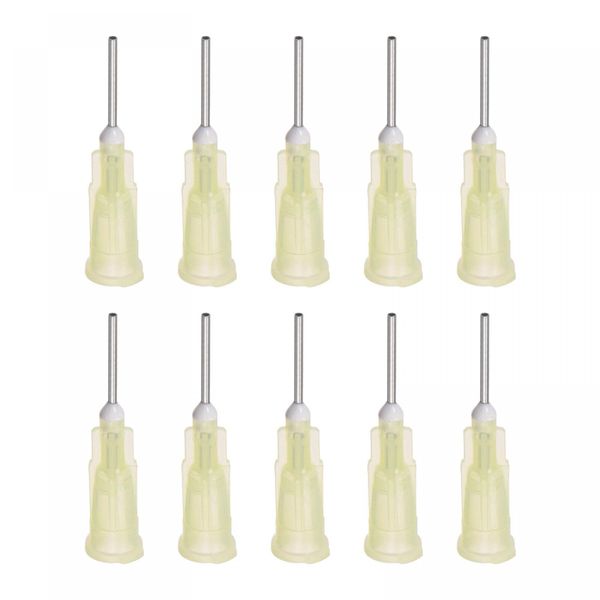 uxcell Dull Tip Dispensing Needles for Liquid Glue Guns 19G Length 12mm Light Yellow 10pcs